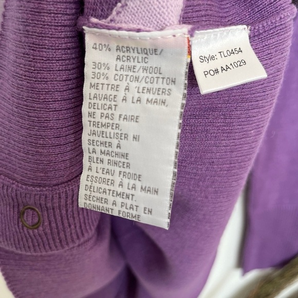 Purple Argyle Preppy Cardigan Sweater Size Medium - Picture 5 of 5
